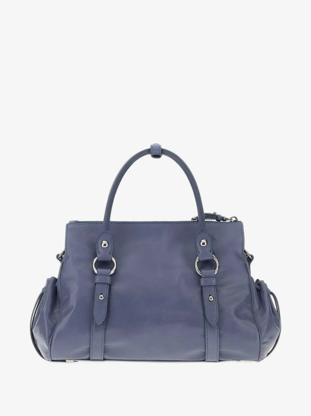 Logo-embossed leather tote bag-MIU MIU-Verso