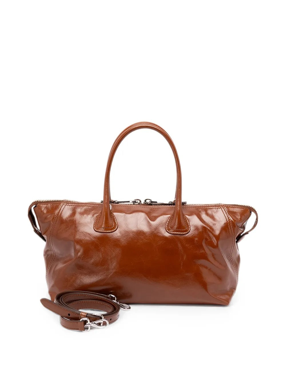 Logo-embossed leather tote bag-MIU MIU-Verso
