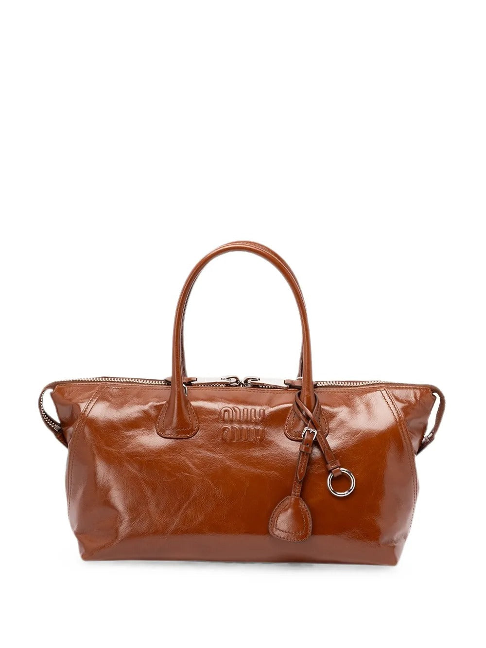 Logo-embossed leather tote bag-MIU MIU-309787-TU-Verso