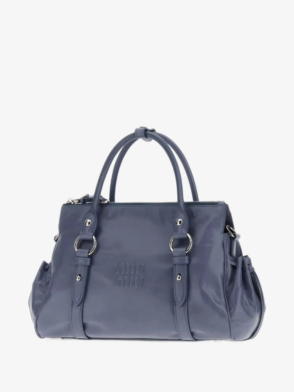 Logo-embossed leather tote bag-MIU MIU-Verso