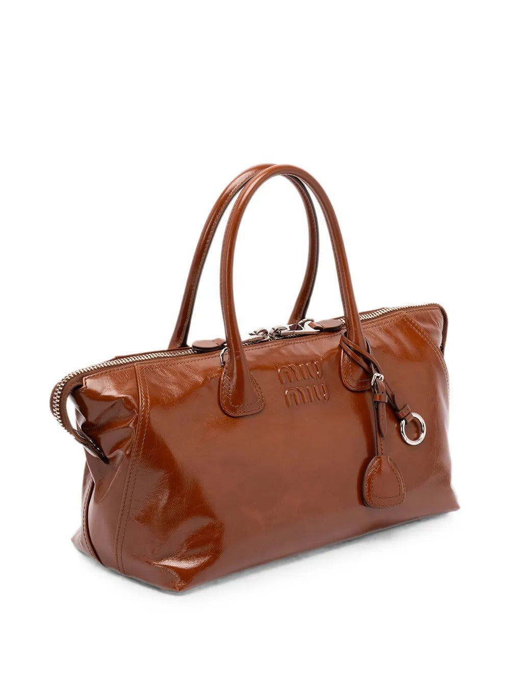 Logo-embossed leather tote bag-MIU MIU-Verso