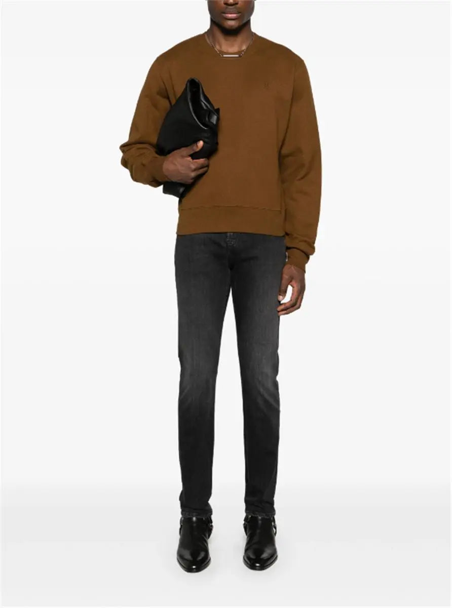 LOGO-EMBROIDERED COTTON SWEATSHIRT SAINT LAURENT