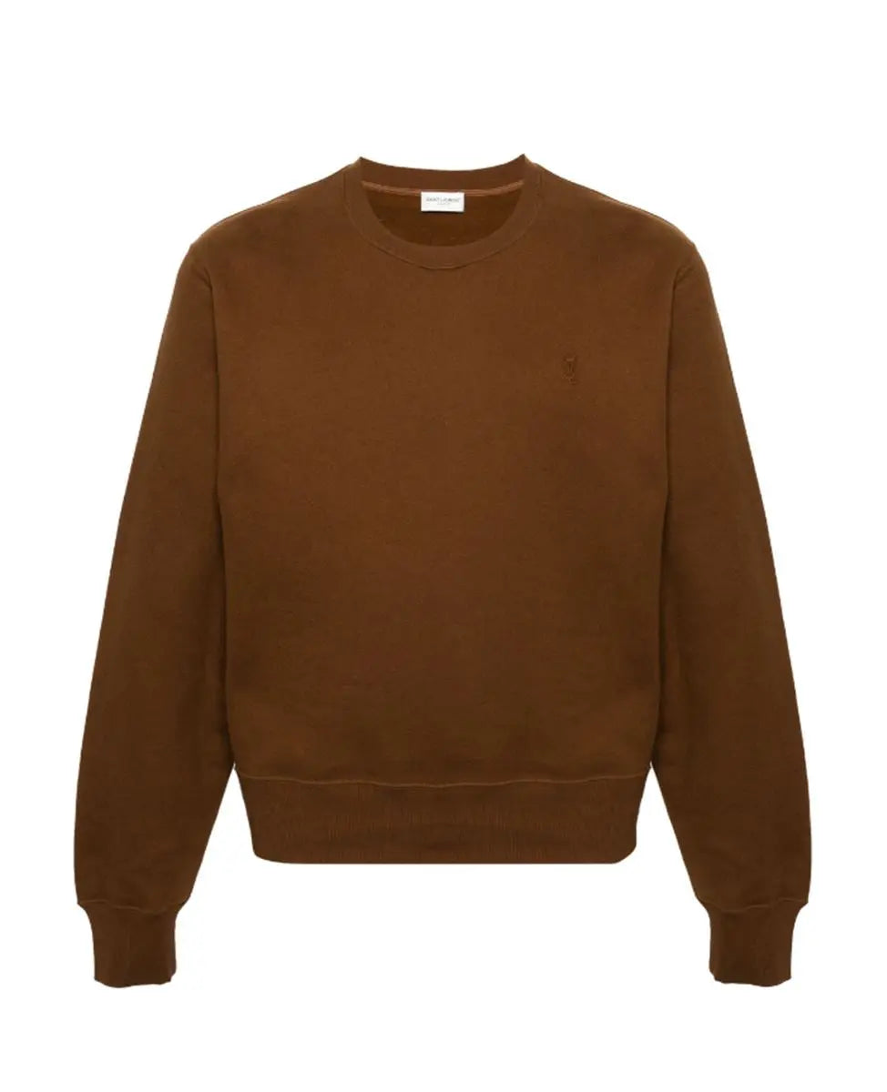 LOGO-EMBROIDERED COTTON SWEATSHIRT SAINT LAURENT