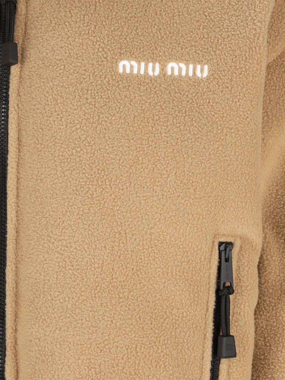 Logo-embroidered fleece jacket-MIU MIU-Verso