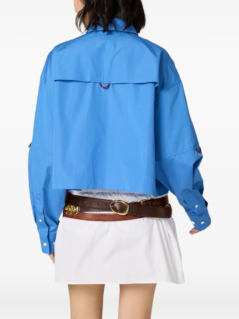 Logo-embroidered front-pockets shirt-MIU MIU-Verso