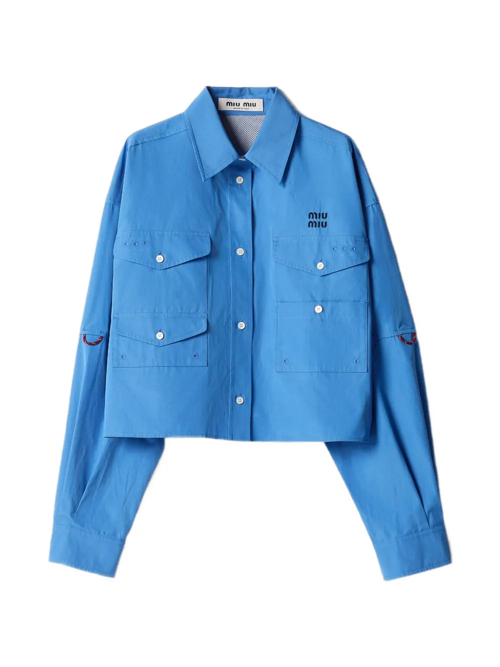 Logo-embroidered front-pockets shirt-MIU MIU-Verso