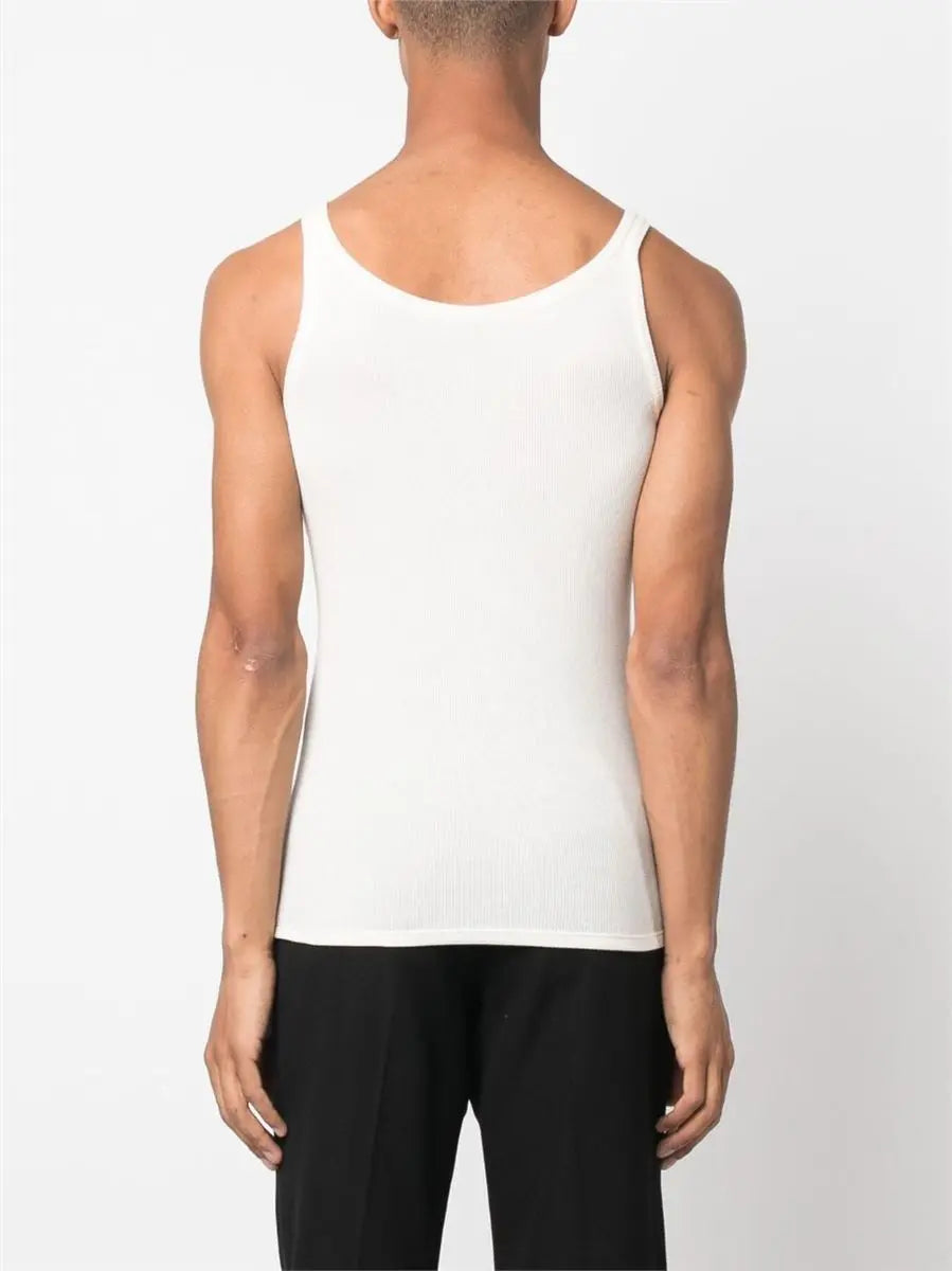 LOGO-EMBROIDERED RIBBED TANK TOP SAINT LAURENT