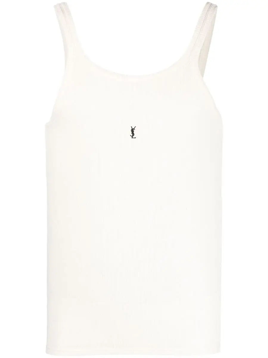 LOGO-EMBROIDERED RIBBED TANK TOP SAINT LAURENT