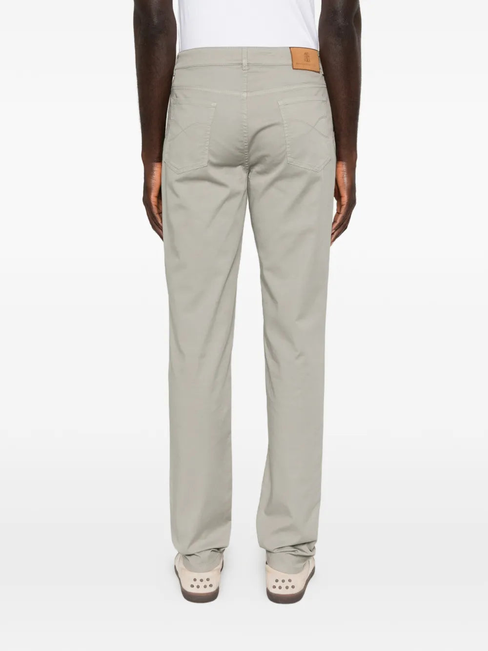 Logo-embroidered trousers-BRUNELLO CUCINELLI-Verso