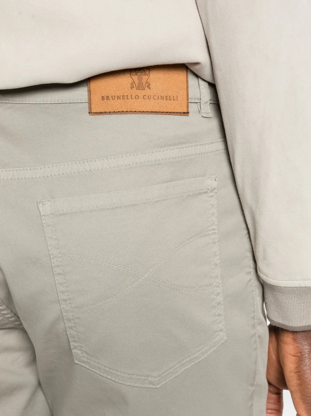 Logo-embroidered trousers-BRUNELLO CUCINELLI-Verso