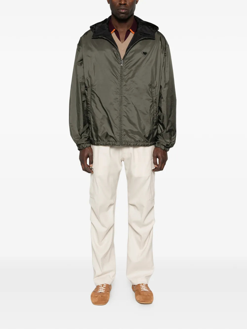 Logo hooded jacket-PRADA-Verso