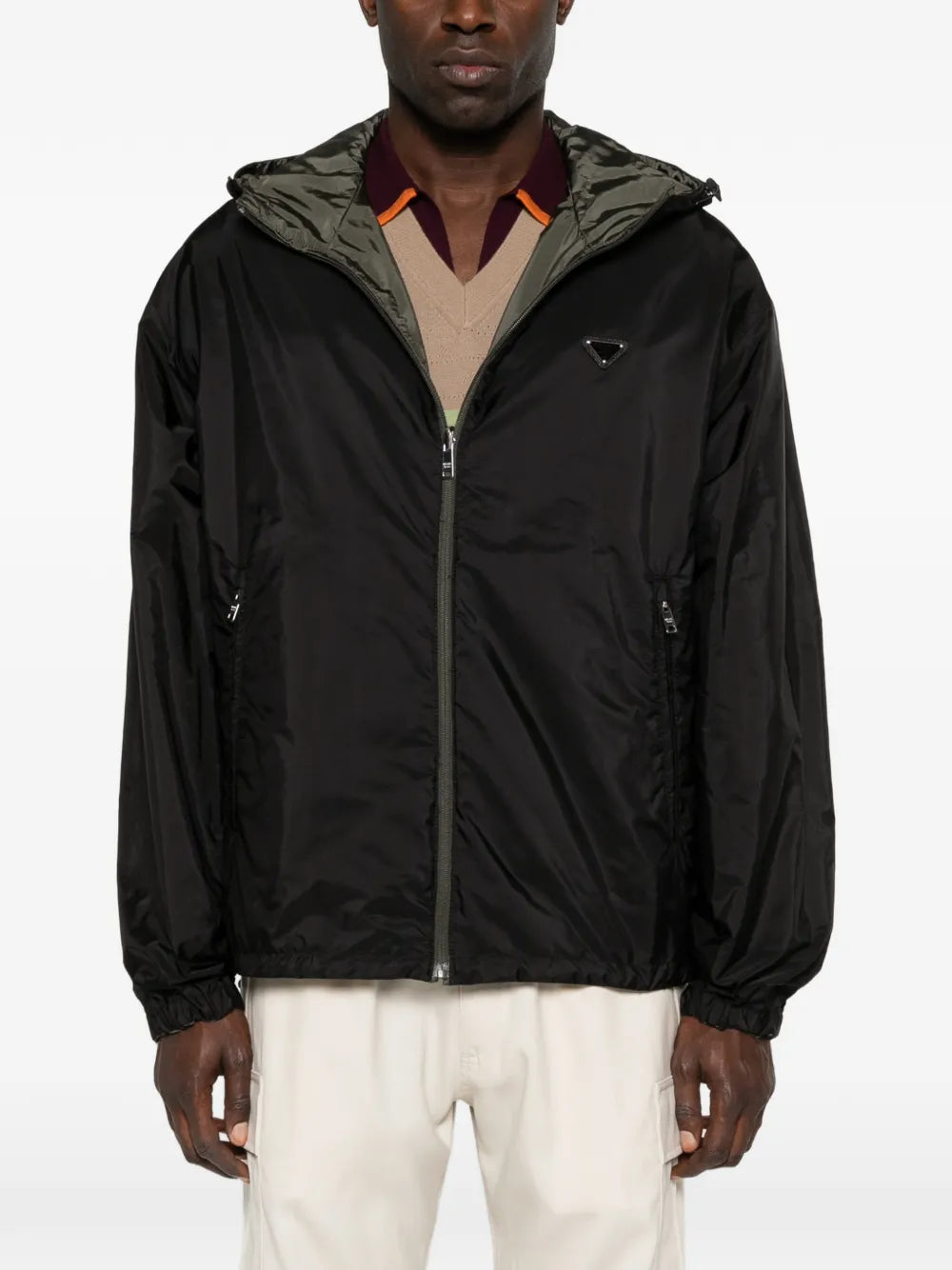 Logo hooded jacket-PRADA-Verso