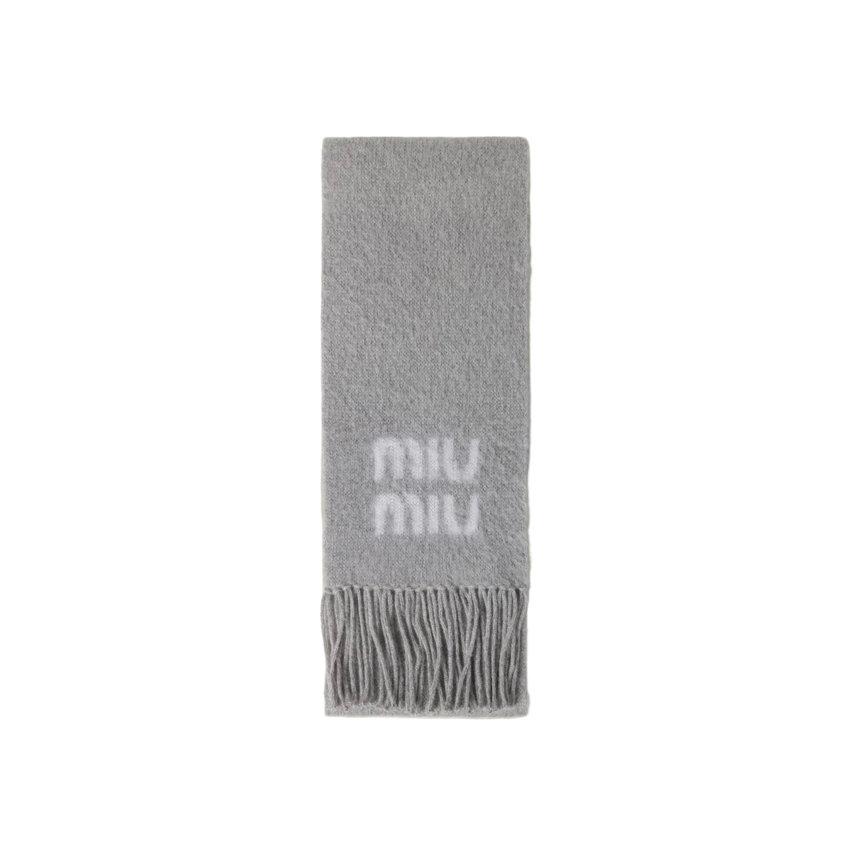 Logo-Jacquard Fringed Scarf-MIU MIU-309779-TU-Verso