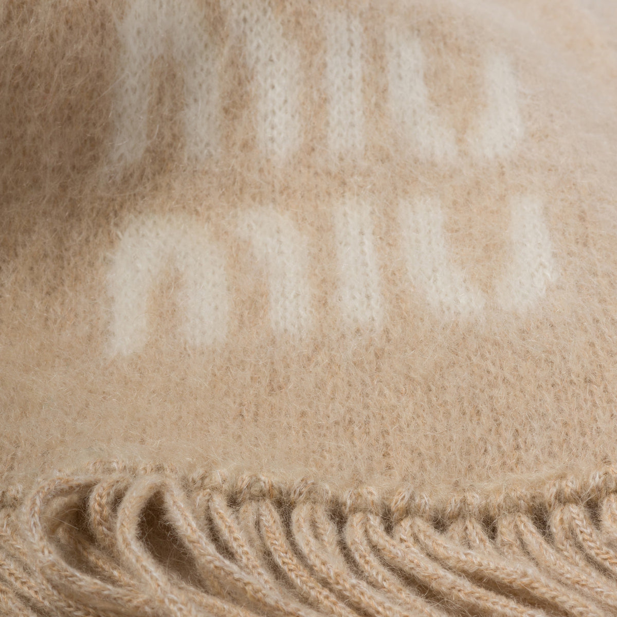 Logo-Jacquard Fringed Scarf-MIU MIU-Verso