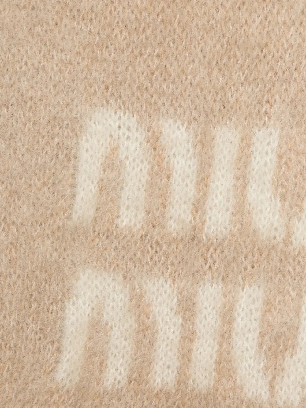 Logo-jacquard fringed scarf-MIU MIU-Verso
