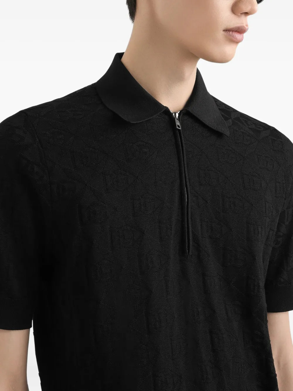 Logo-jacquard polo shirt-DOLCE & GABBANA-Verso