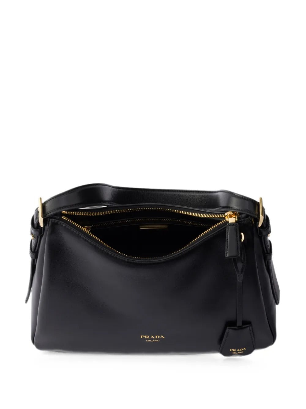 Logo-lettering leather shoulder bag-PRADA-Verso