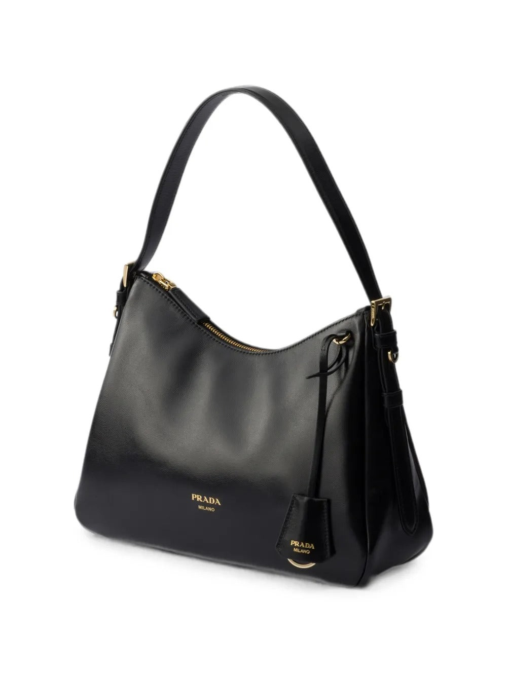 Logo-lettering leather shoulder bag-PRADA-Verso