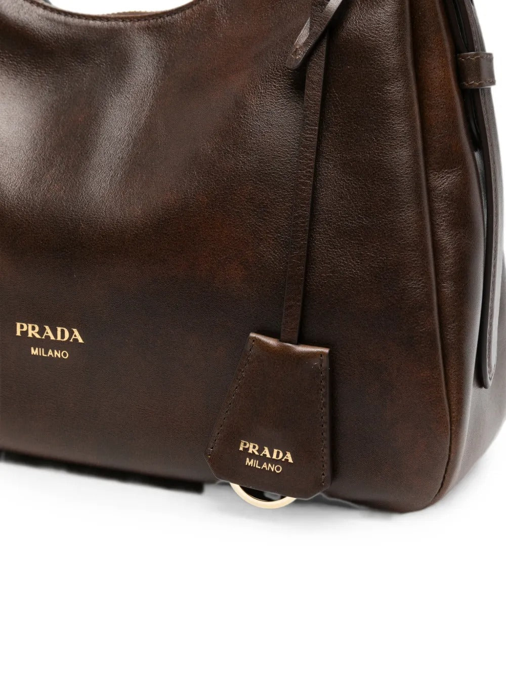 Logo-lettering leather shoulder bag-PRADA-Verso