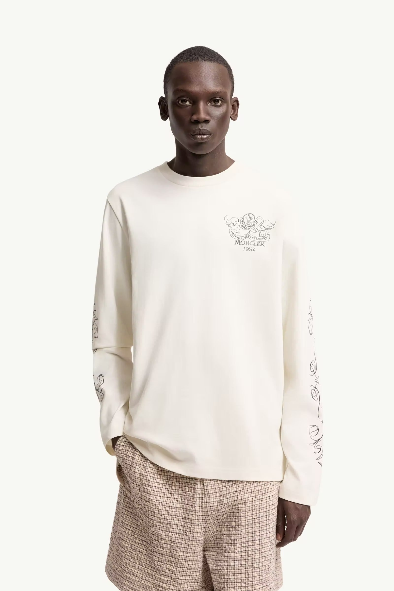 Logo motif cotton long sleeve t-shirt-MONCLER-Verso