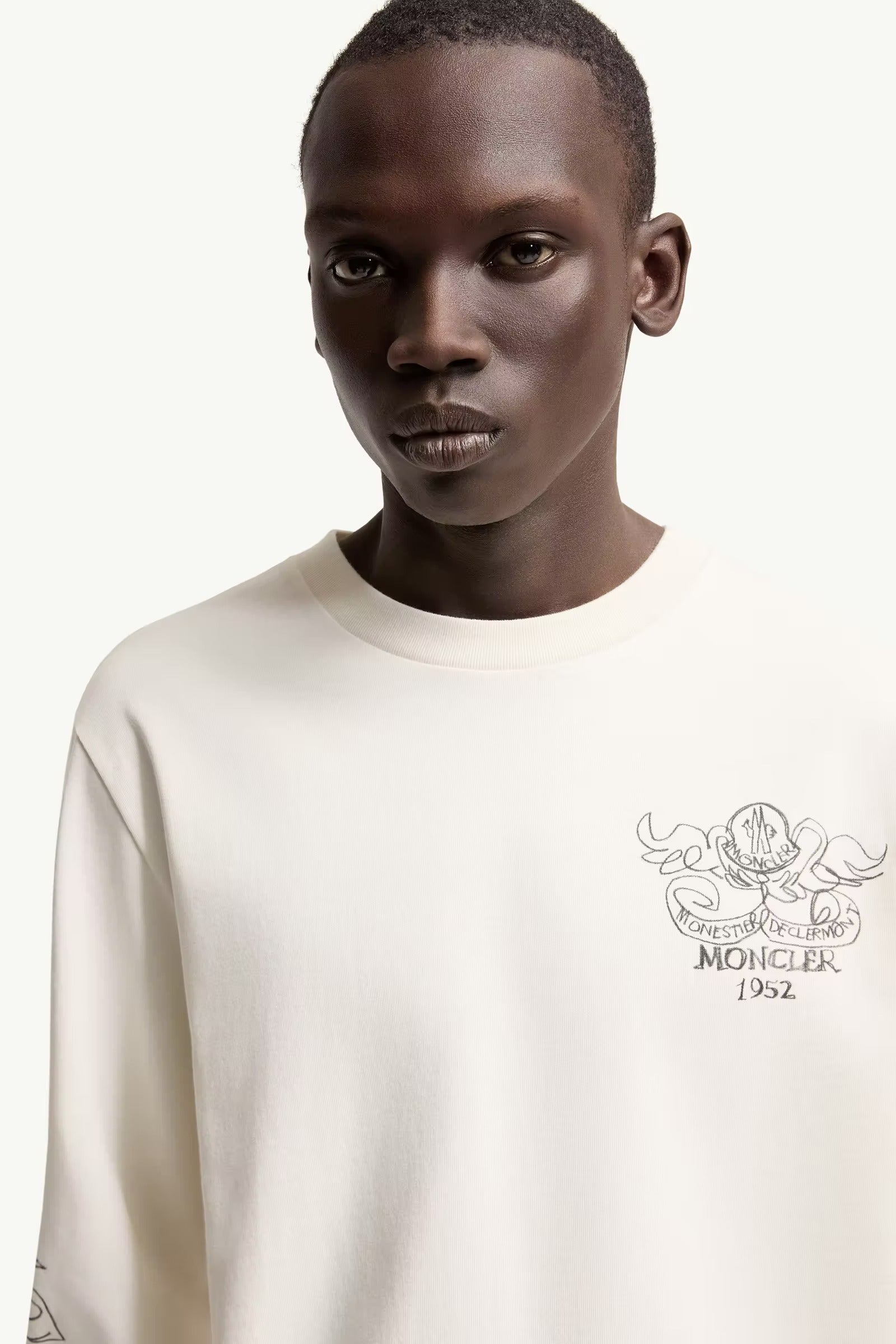 Logo motif cotton long sleeve t-shirt-MONCLER-Verso