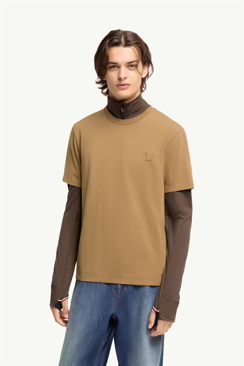 Logo patch cotton blend t-shirt (three pack)-MONCLER-Verso