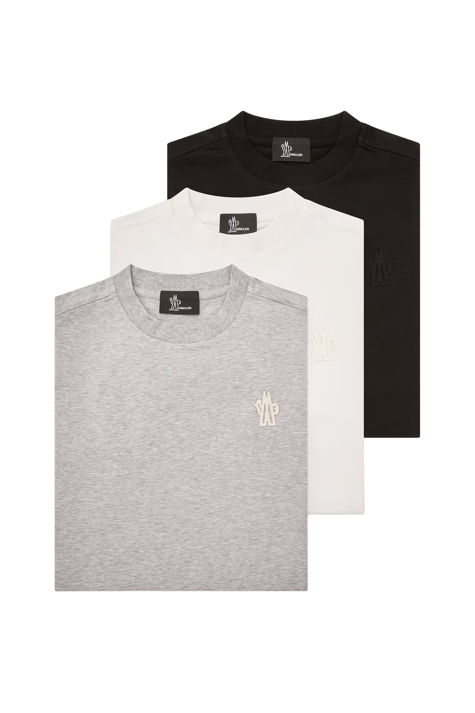 Logo Patch Cotton Blend T-shirt (Three Pack)-MONCLER-Verso