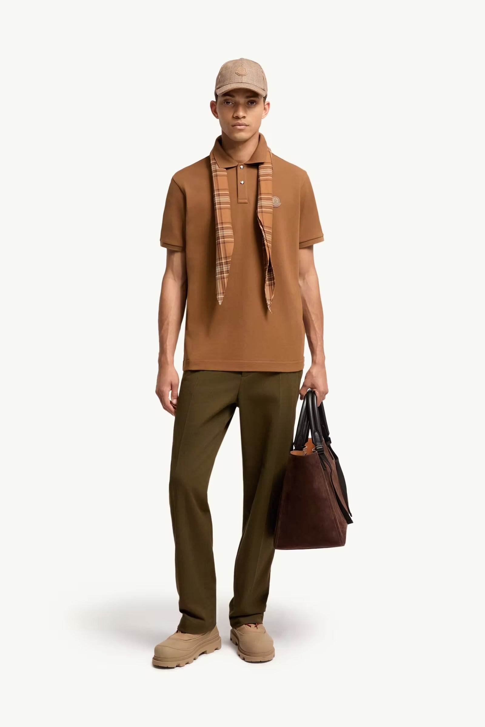 Logo patch cotton piquet polo shirt-MONCLER-Verso