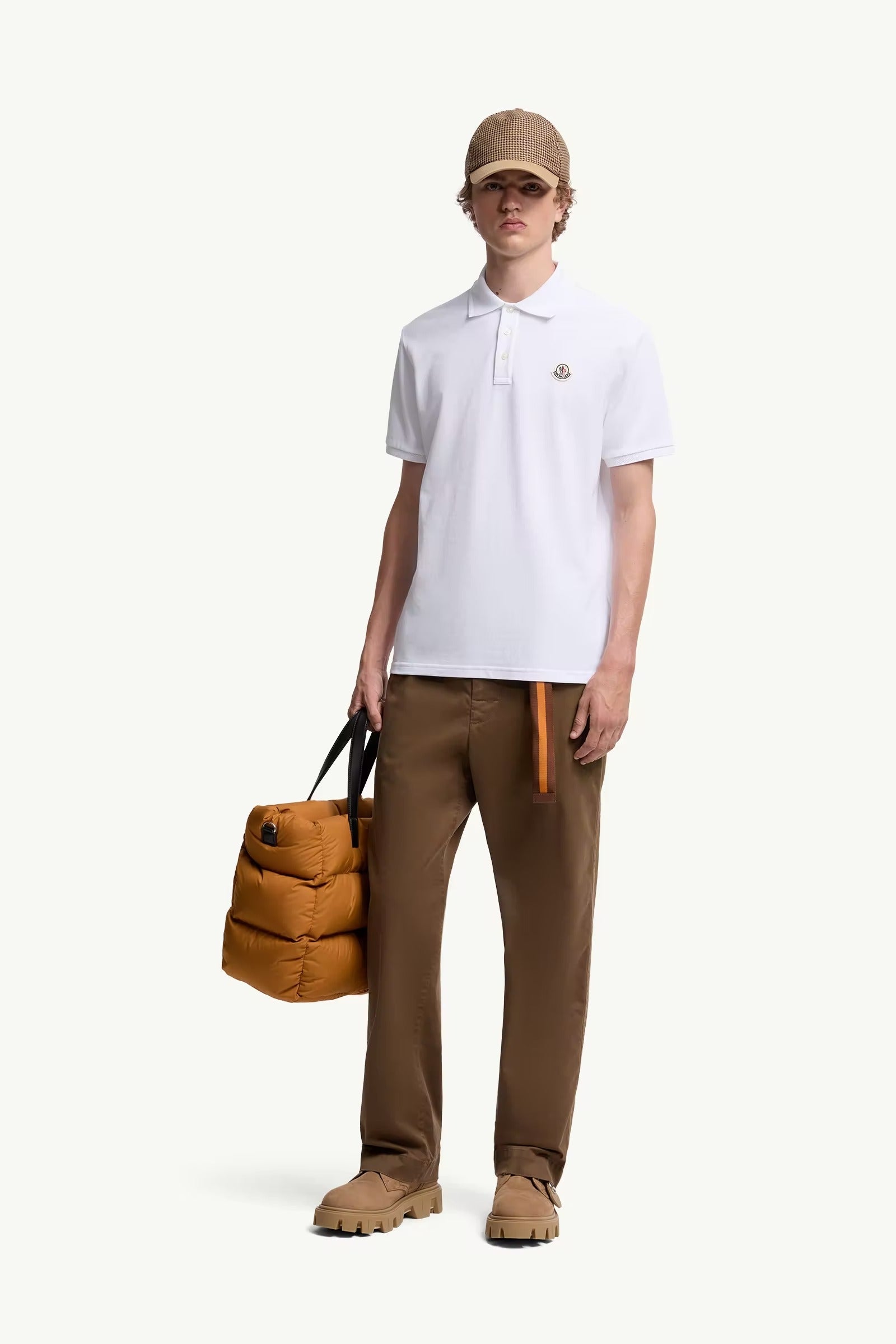 Logo patch cotton piquet polo shirt-MONCLER-Verso