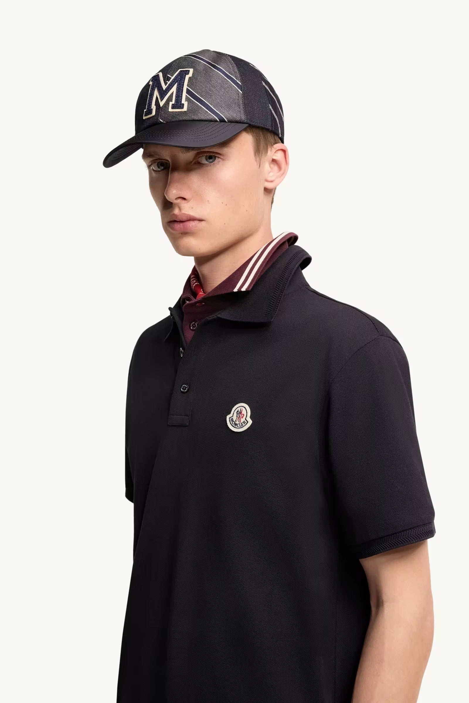 Logo patch cotton piquet polo shirt-MONCLER-Verso