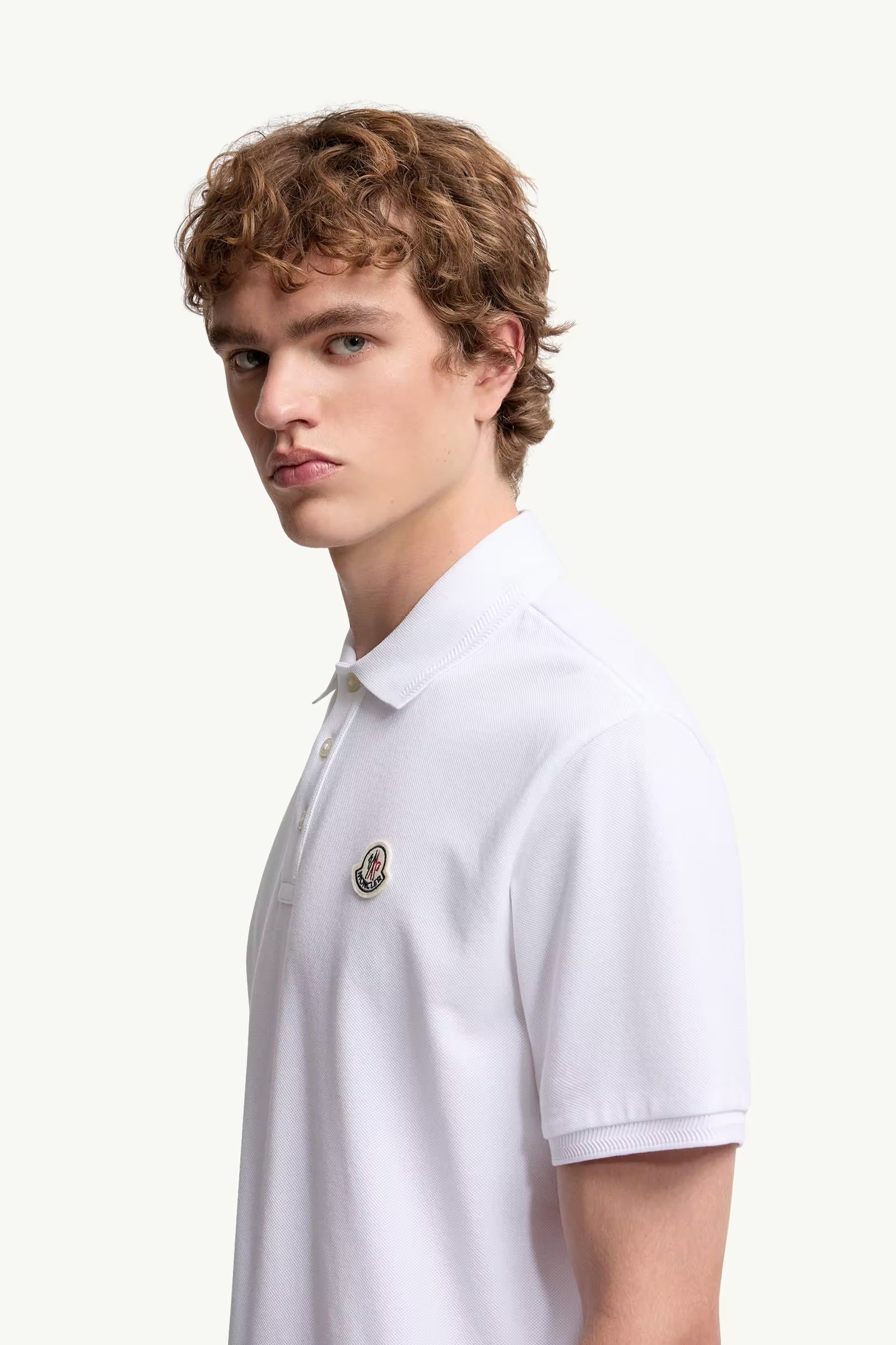 Logo patch cotton piquet polo shirt-MONCLER-Verso
