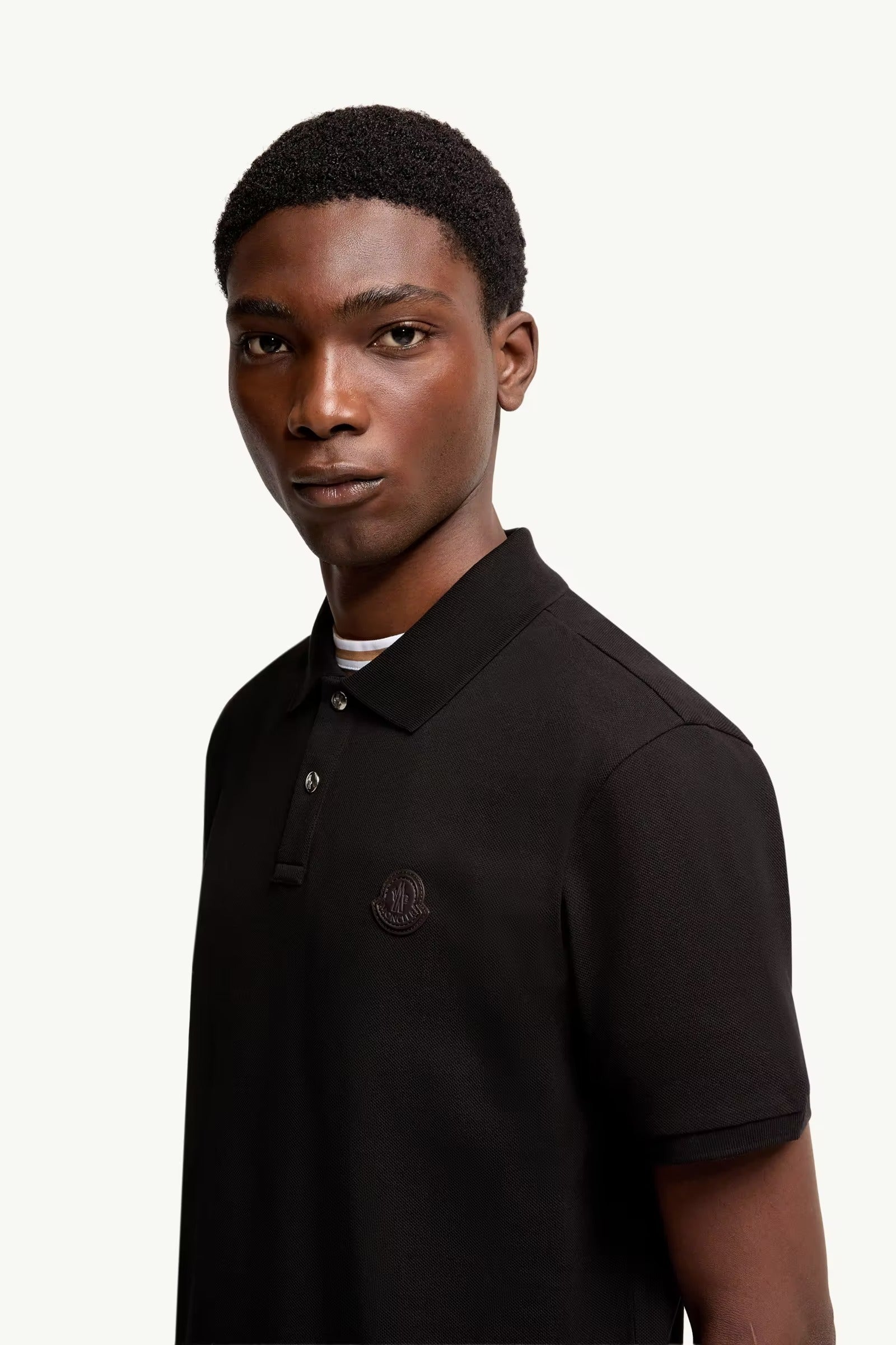 Logo patch cotton piquet polo shirt-MONCLER-Verso