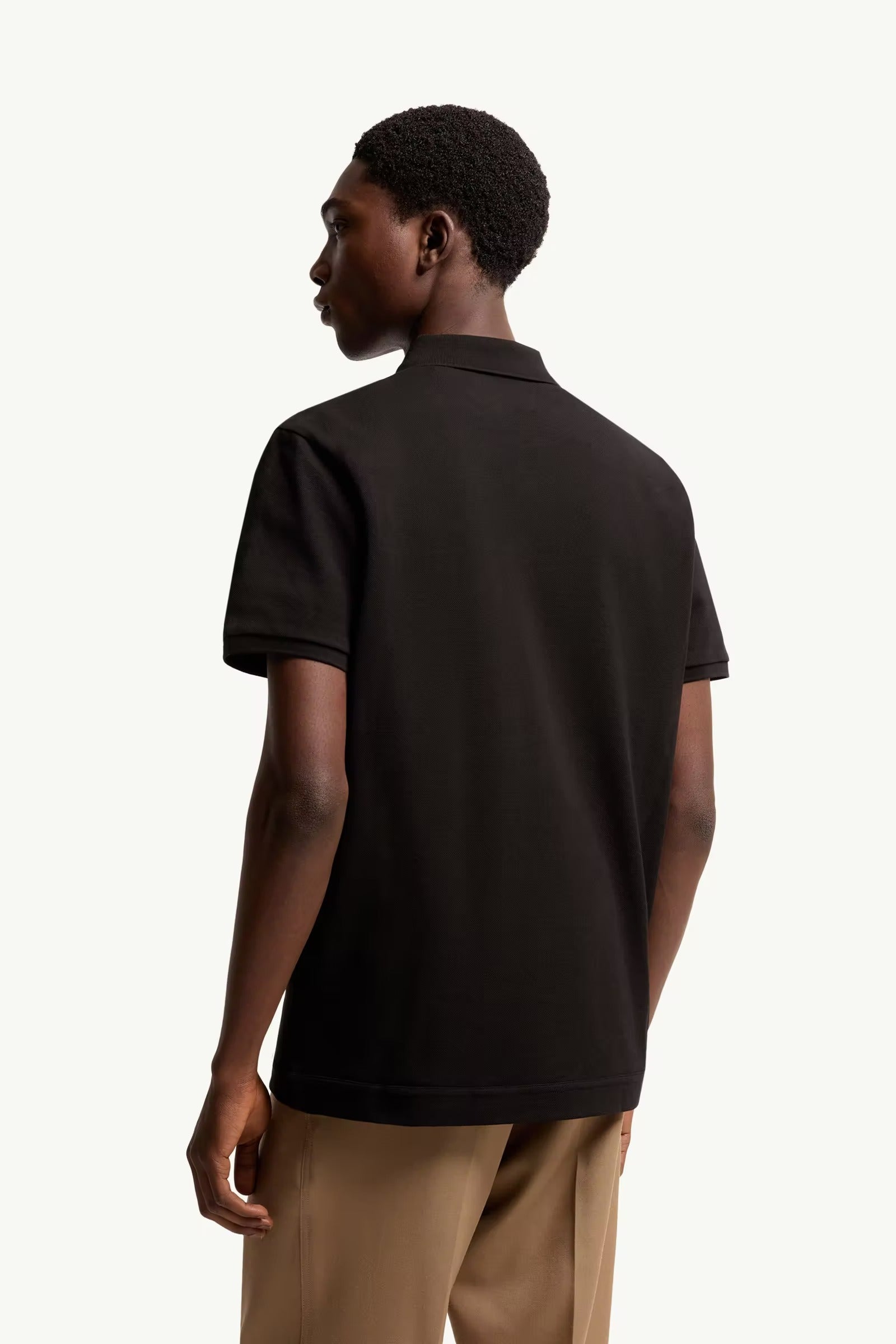 Logo patch cotton piquet polo shirt-MONCLER-Verso