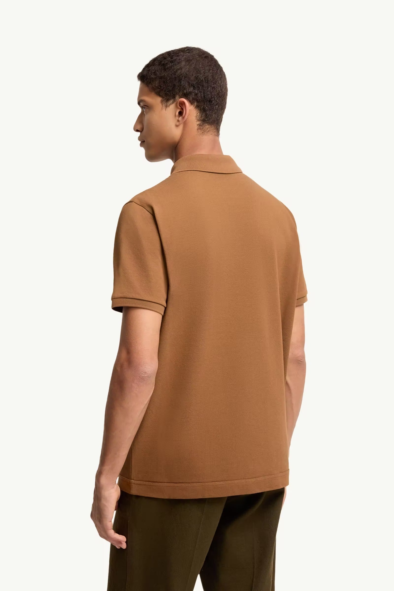 Logo patch cotton piquet polo shirt-MONCLER-Verso