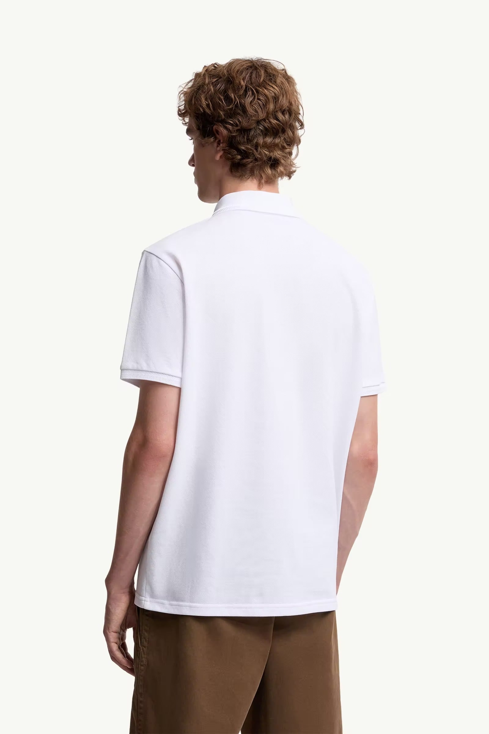 Logo patch cotton piquet polo shirt-MONCLER-Verso