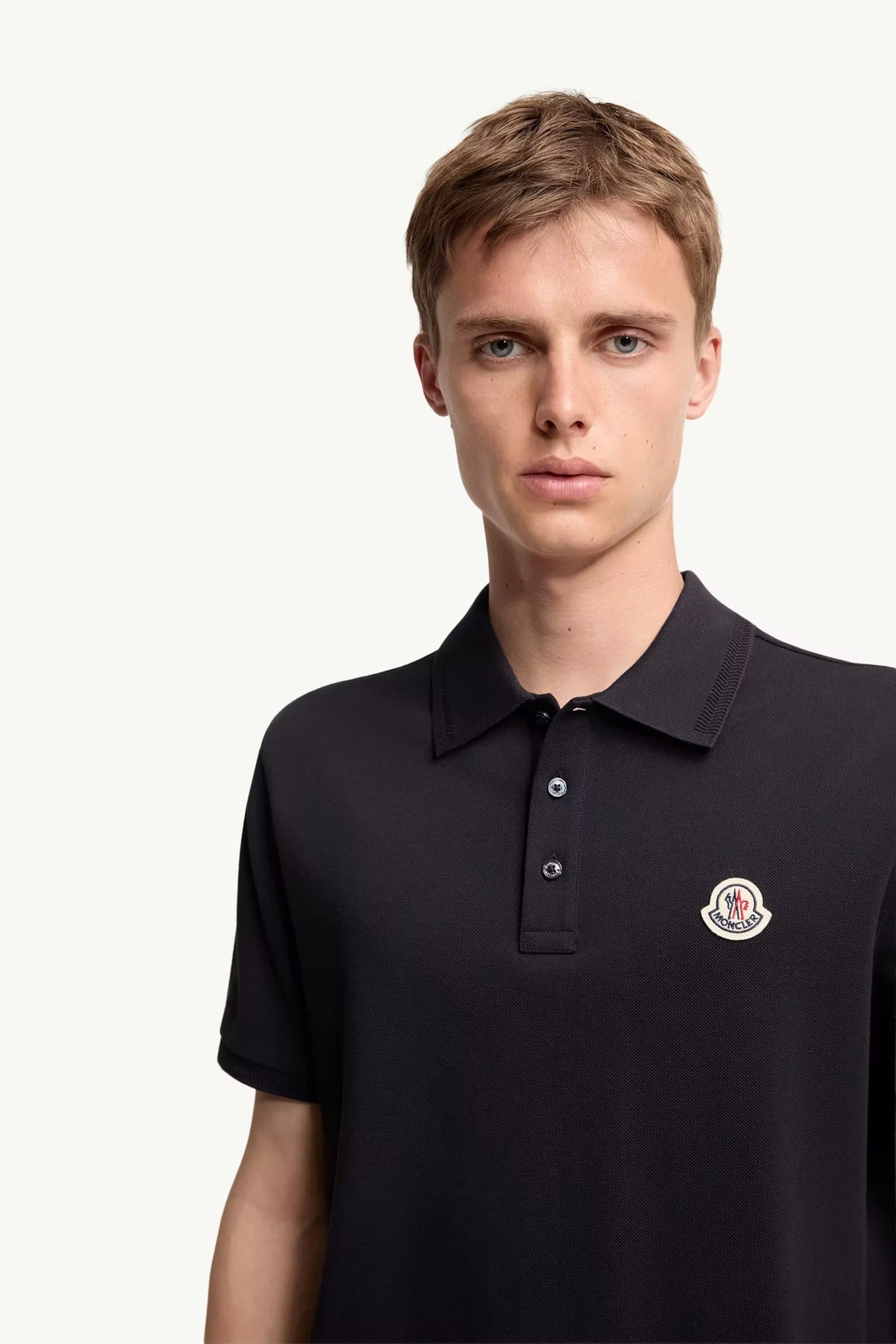 Logo patch cotton piquet polo shirt-MONCLER-Verso