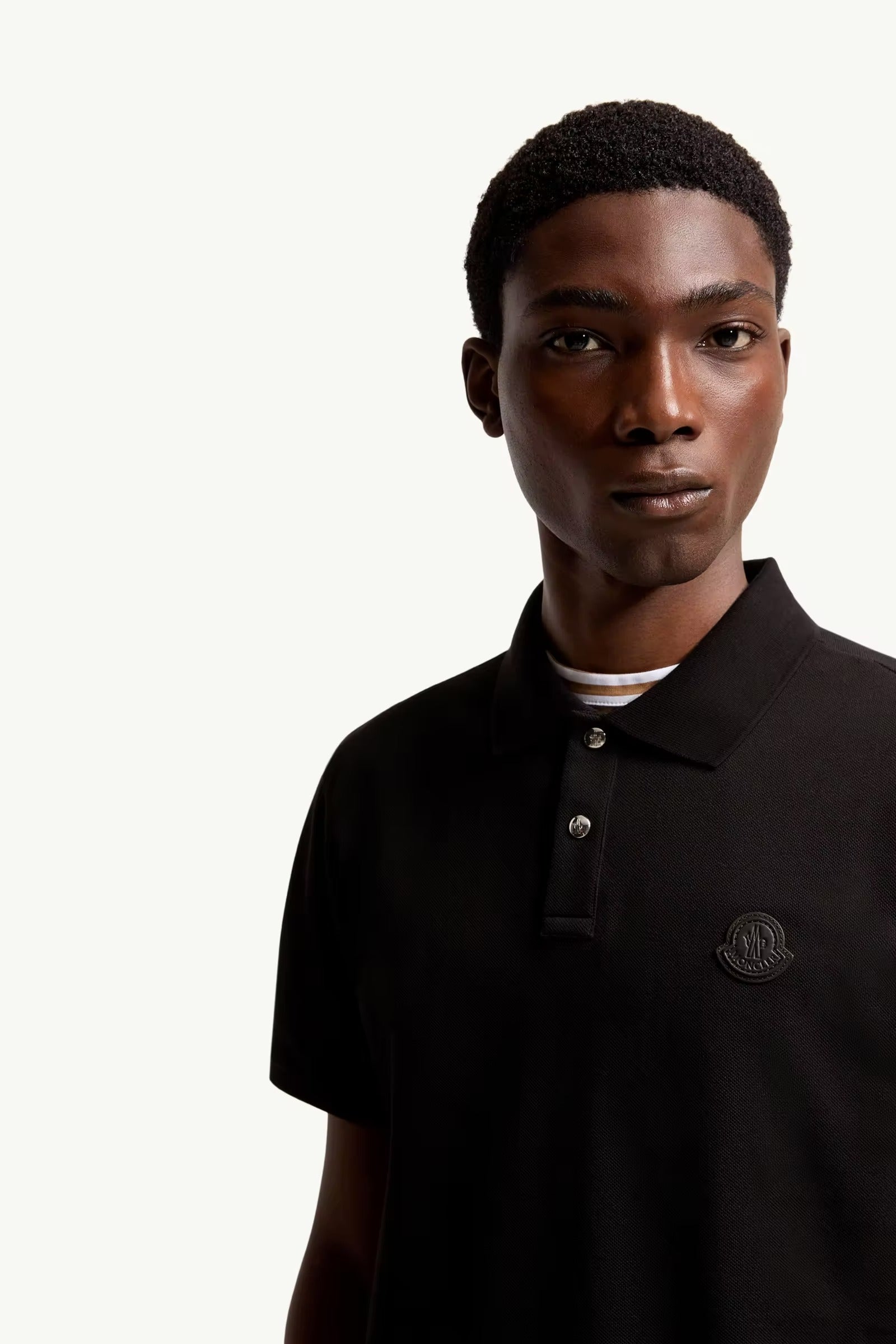Logo patch cotton piquet polo shirt-MONCLER-Verso