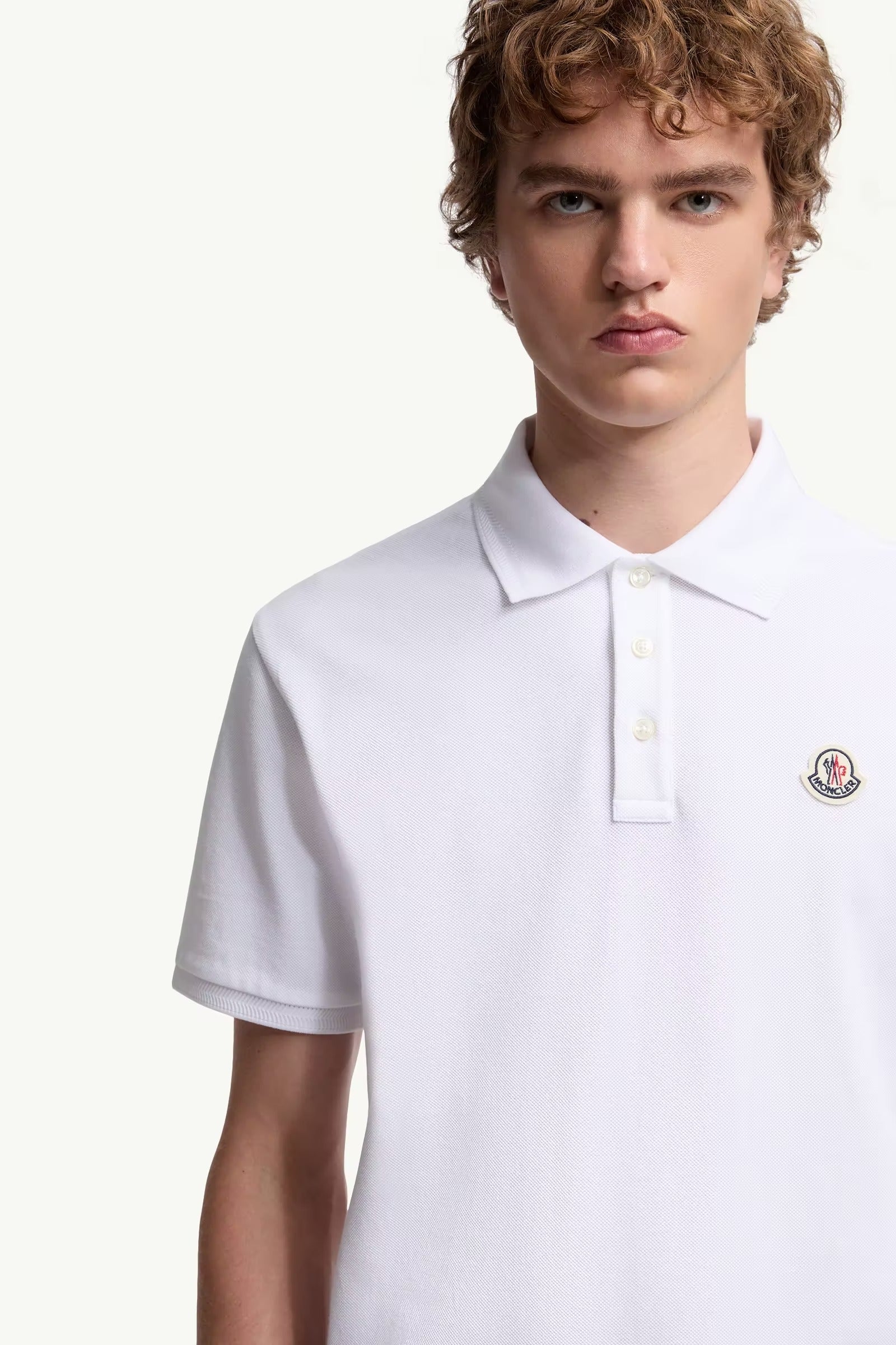Logo patch cotton piquet polo shirt-MONCLER-Verso
