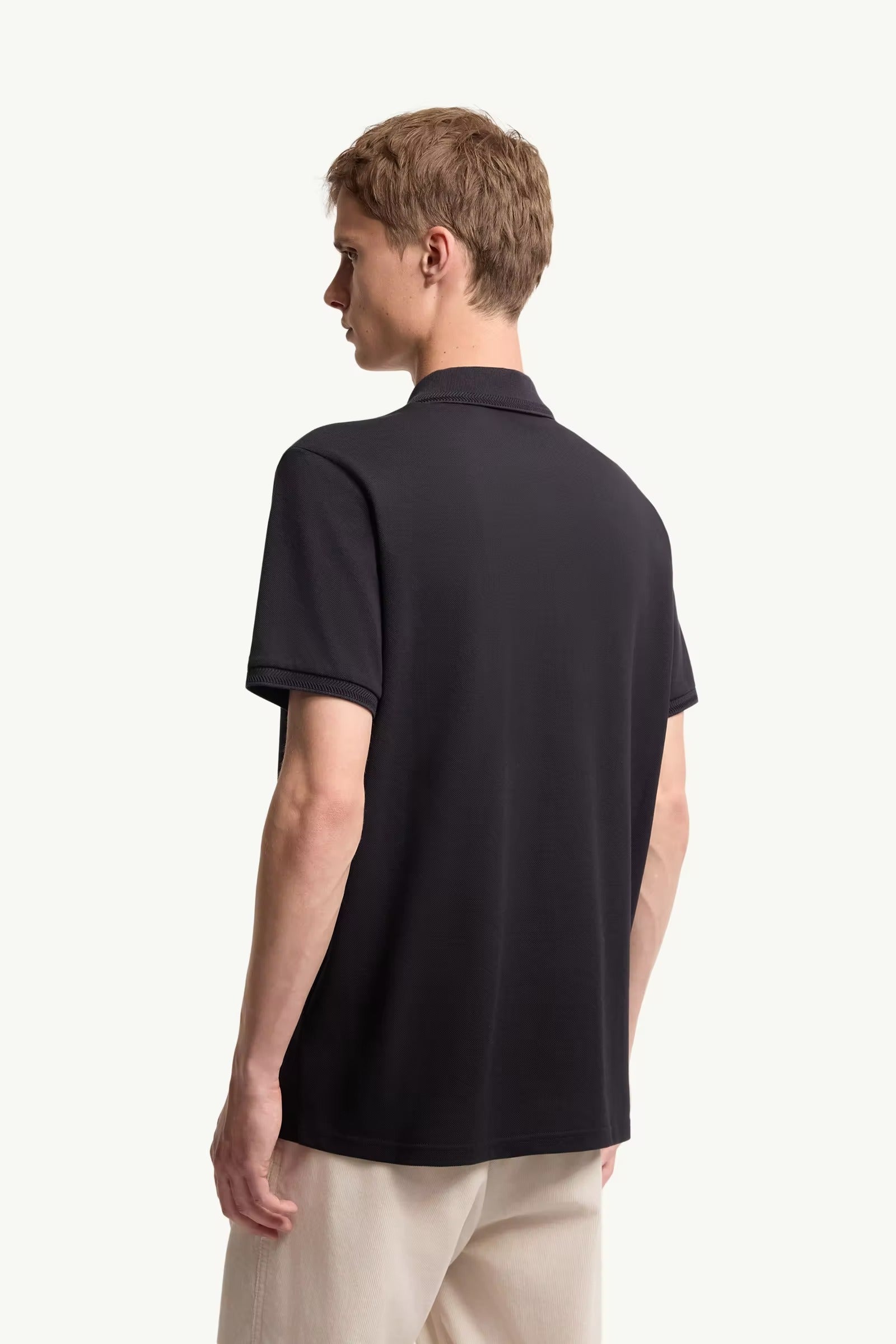 Logo patch cotton piquet polo shirt-MONCLER-Verso