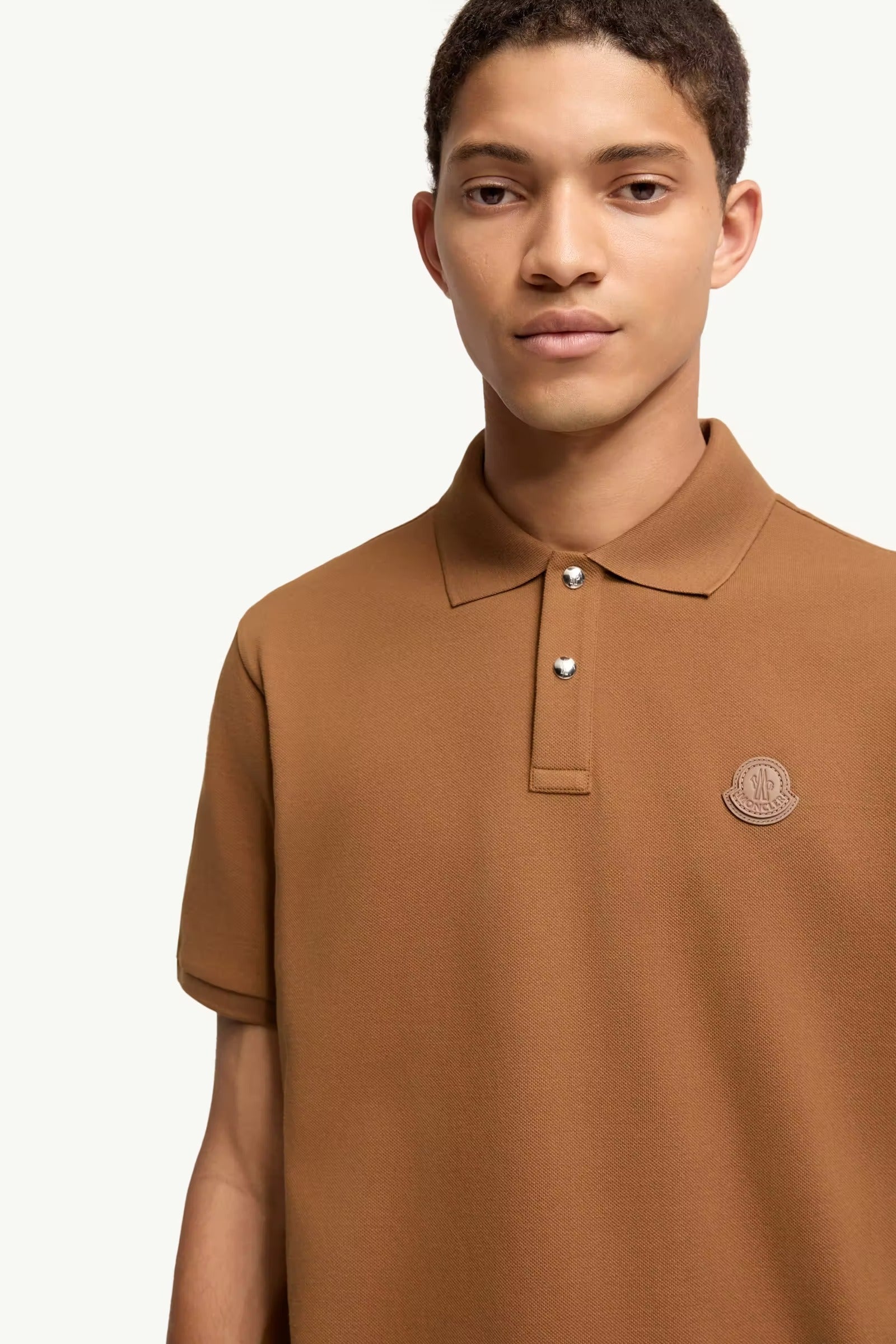 Logo patch cotton piquet polo shirt-MONCLER-Verso