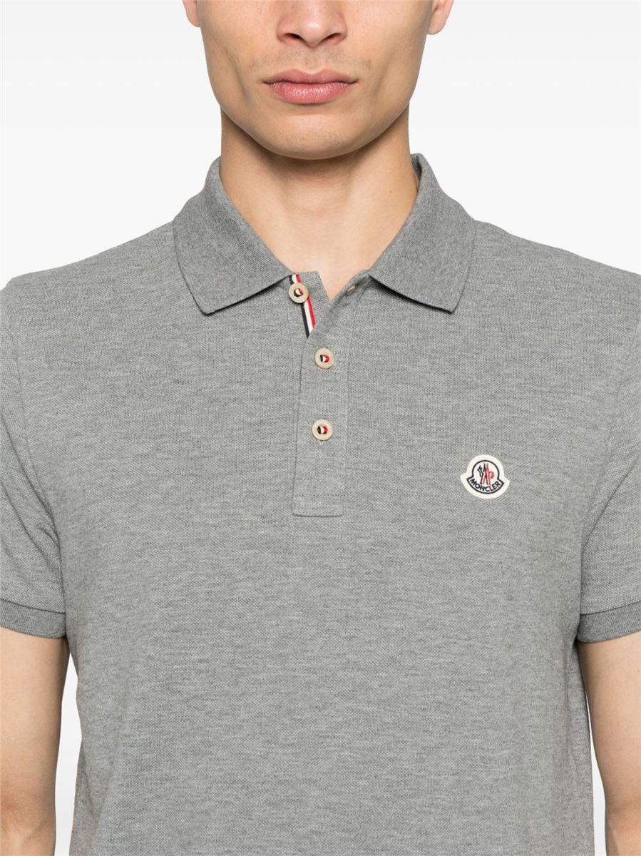 Logo patch cotton polo shirt-MONCLER-Verso
