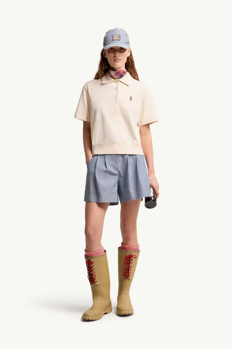 Logo patch cotton polo shirt-MONCLER-Verso
