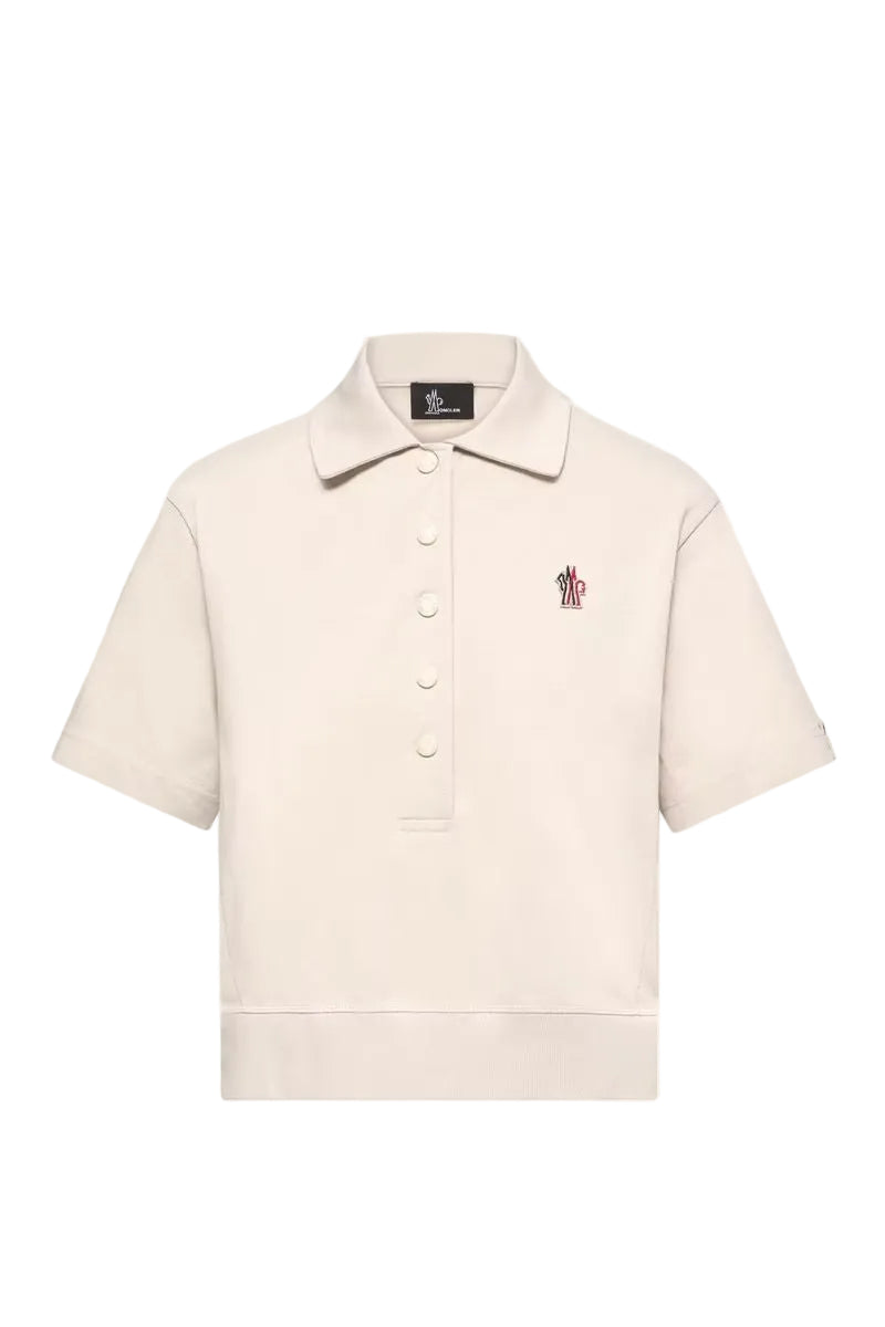 Logo patch cotton polo shirt-MONCLER-Verso