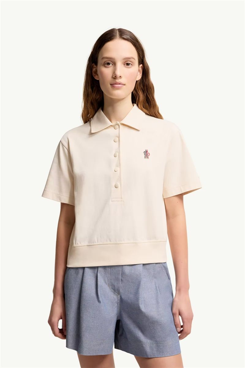 Logo patch cotton polo shirt-MONCLER-Verso