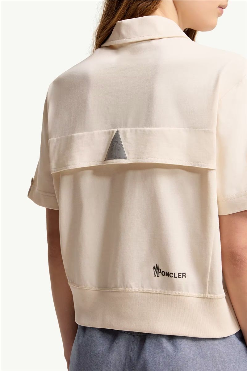 Logo patch cotton polo shirt-MONCLER-Verso