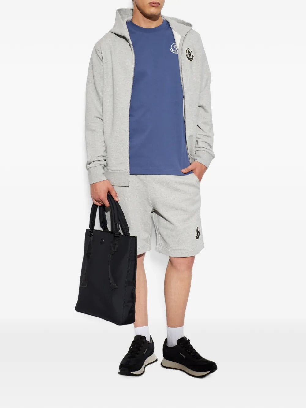 Logo-patch cotton shorts-MONCLER-Verso