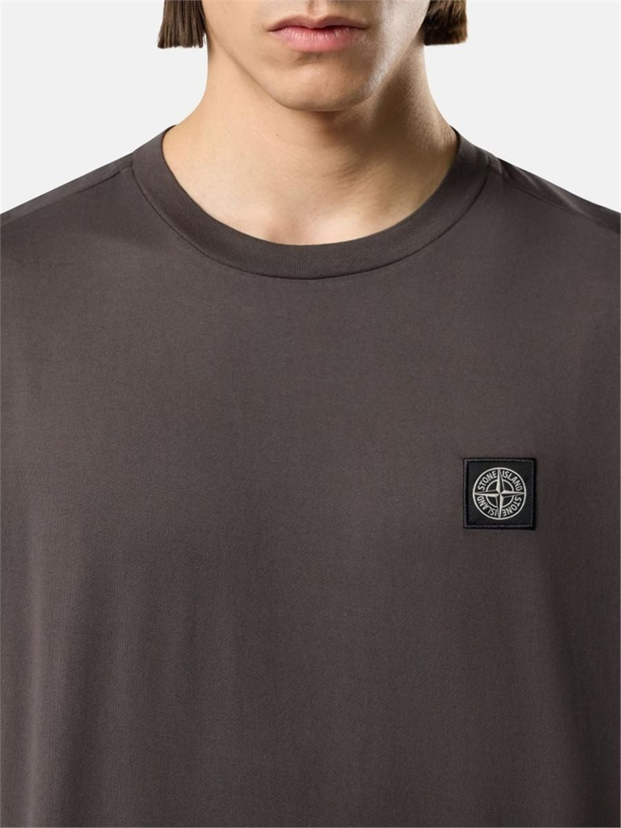 Logo-patch cotton t-shirt-STONE ISLAND-Verso