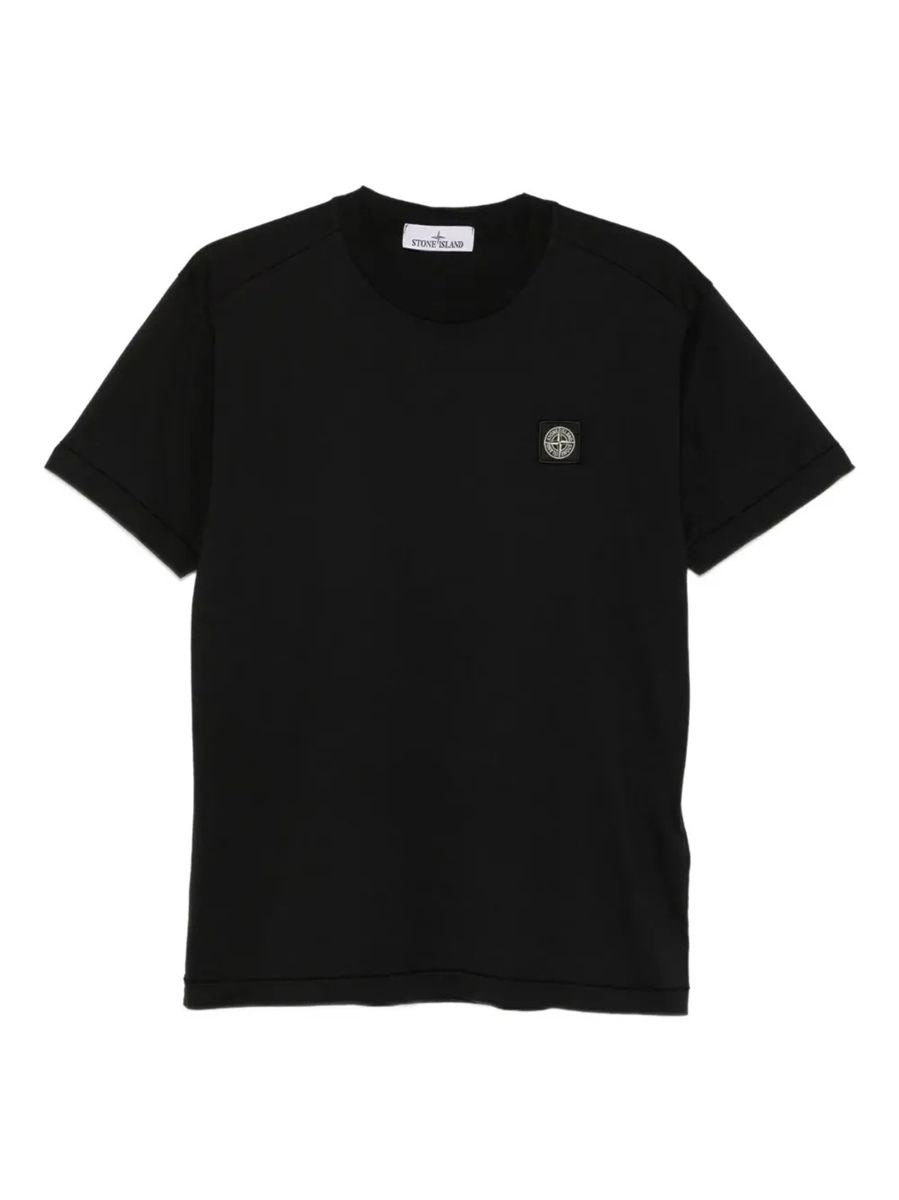 Logo-patch cotton t-shirt-STONE ISLAND-Verso