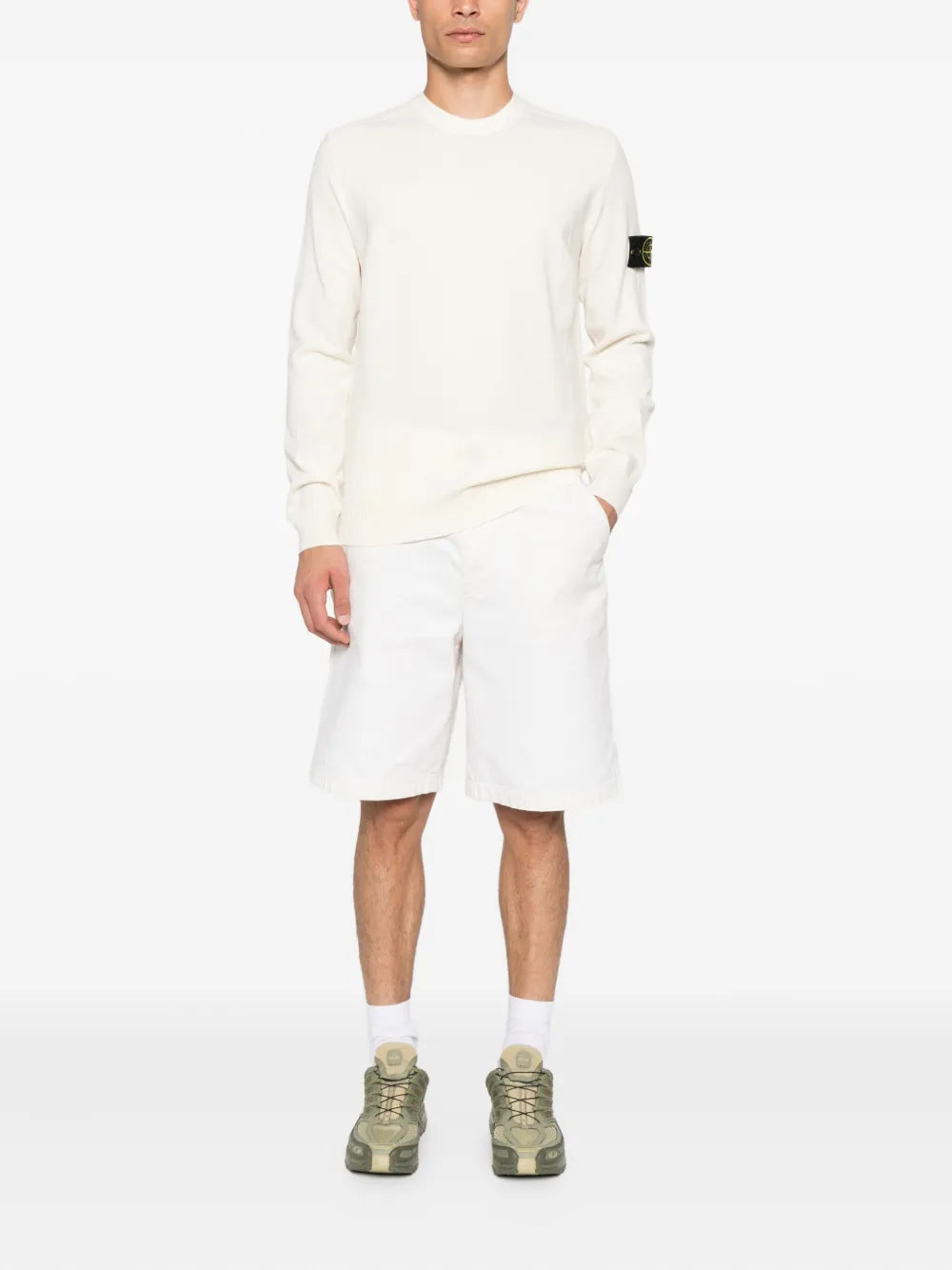 Logo-patch crew-neck sweater-STONE ISLAND-Verso