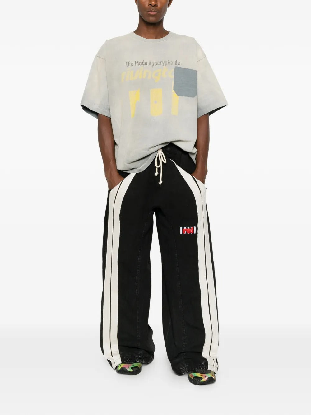 Logo-patch side-stripe cotton track pants